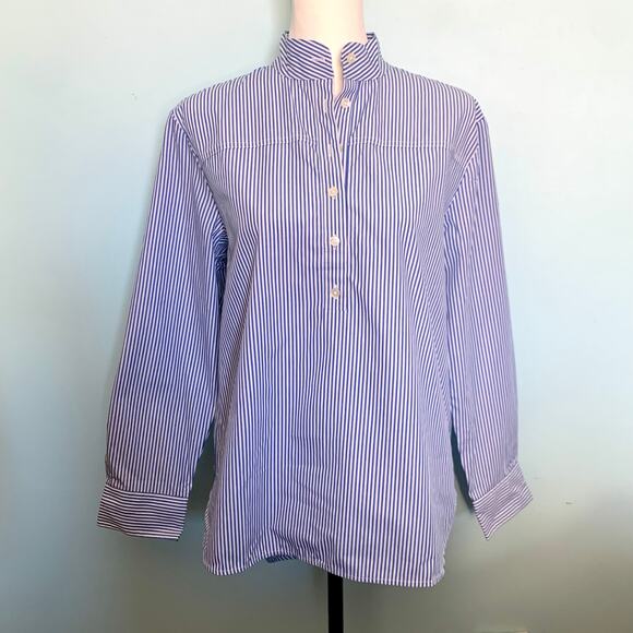 NWT J. Crew Blue Striped Popover Shirt Size 4 - Picture 6 of 8